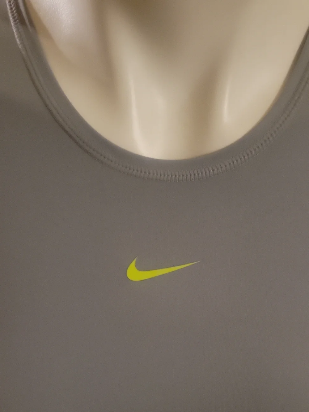 Nike Light Gray Crop Performance Tank with Neon Yellow Trim